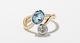 Sterling Silver Engagement Ring CZ Aqua Oval Round Toi Moi Yellow Bypass Jewelry