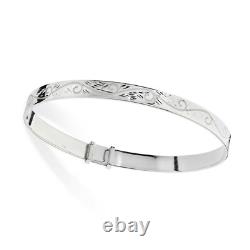 Sterling Silver Engraved Bangle Expandable British Made Hallmarked Brand New