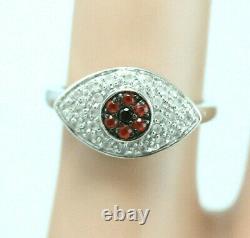 Sterling Silver Evil Eye Ring Made With Real Diamonds