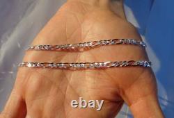 Sterling Silver FIGARO Chain Made In Italy, 925 SOLID Silver Chain