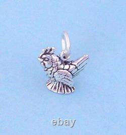 Sterling Silver French Hen, Chicken Charm 3D, Minil, Made in USA
