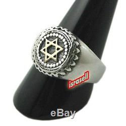 Sterling Silver & Gold JEWISH STAR OF DAVID SIGNET RING Hand Made in Israel