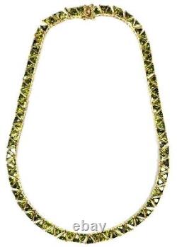 Sterling Silver Gold Plated Triangle Link Stone Necklace 17 Inches