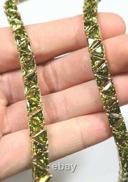 Sterling Silver Gold Plated Triangle Link Stone Necklace 17 Inches