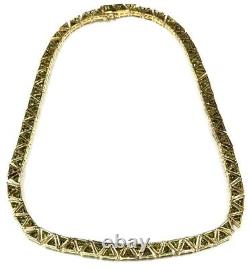 Sterling Silver Gold Plated Triangle Link Stone Necklace 17 Inches