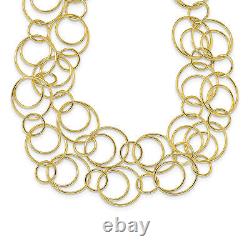 Sterling Silver Gold-tone Polished with ext. Necklace 17 Made In Italy