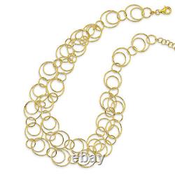 Sterling Silver Gold-tone Polished with ext. Necklace 17 Made In Italy