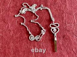 Sterling Silver Green Tourmaline Crystal with S. S. 1.4mm Rolo Chain Artisan Made