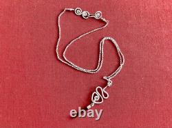 Sterling Silver Green Tourmaline Crystal with S. S. 1.4mm Rolo Chain Artisan Made