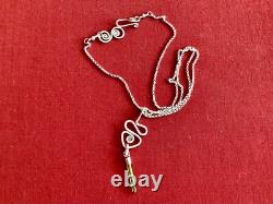 Sterling Silver Green Tourmaline Crystal with S. S. 1.4mm Rolo Chain Artisan Made