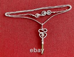 Sterling Silver Green Tourmaline Crystal with S. S. 1.4mm Rolo Chain Artisan Made