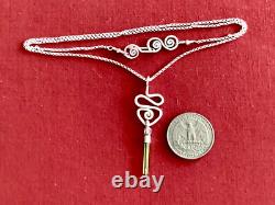 Sterling Silver Green Tourmaline Crystal with S. S. 1.4mm Rolo Chain Artisan Made