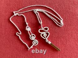 Sterling Silver Green Tourmaline Crystal with S. S. 1.4mm Rolo Chain Artisan Made