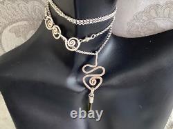 Sterling Silver Green Tourmaline Crystal with S. S. 1.4mm Rolo Chain Artisan Made