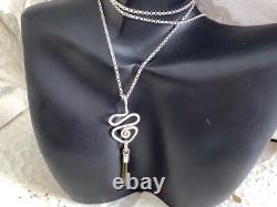 Sterling Silver Green Tourmaline Crystal with S. S. 1.4mm Rolo Chain Artisan Made