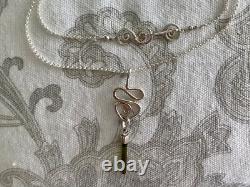 Sterling Silver Green Tourmaline Crystal with S. S. 1.4mm Rolo Chain Artisan Made
