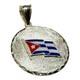 Sterling Silver Hand Enameled Cuban Flag Nickel Size Pendant (Made in USA)