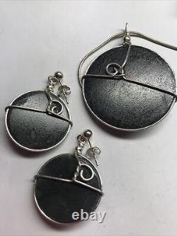 Sterling Silver Hand Made Agate Wired Earrings And Necklace 15