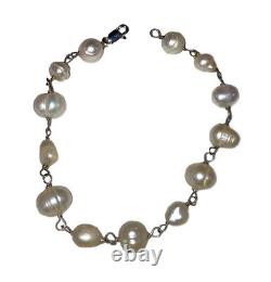 Sterling Silver Hand Made Artisan Cultured Pearl Bracelet