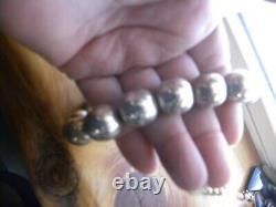 Sterling Silver Hand Made Graduated Beaded Desert Pearl Necklace 117 Grams 23