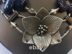 Sterling Silver Hand Made HEAVY Flower Necklace