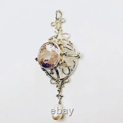 Sterling Silver Hand Made Kunzite Pearl & Ruby Pendant