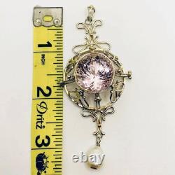 Sterling Silver Hand Made Kunzite Pearl & Ruby Pendant