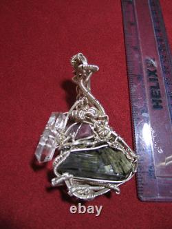 Sterling Silver Hand Made Spectacular Wire Wrap Tourmaline Quartz Ruby Pendant