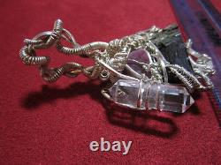 Sterling Silver Hand Made Spectacular Wire Wrap Tourmaline Quartz Ruby Pendant