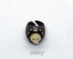 Sterling Silver Handmade Skull 3D Ring Mother Of Pearl I Bello Made In Italy