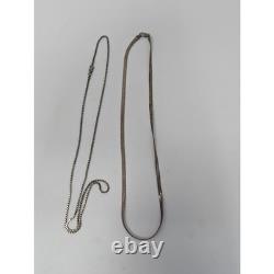 Sterling Silver Herringbone Box Chain Necklace Set Made In Italy 925