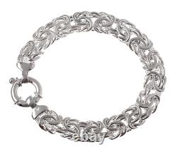 Sterling Silver Hollow Byzantine Bracelet 7.25 Inch Long Made in Italy