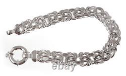 Sterling Silver Hollow Byzantine Bracelet 7.25 Inch Long Made in Italy