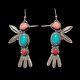 Sterling Silver Hummingbird Dangle Earrings Turquoise Pink Conch Shell Coral