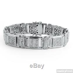 Sterling Silver Ice Cubes CZ Lab Made Mens Iced Out Bracelet
