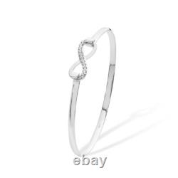 Sterling Silver Infinity Bangle Gemstone British Made Hallmarked Brand New