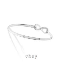 Sterling Silver Infinity Bangle Gemstone British Made Hallmarked Brand New