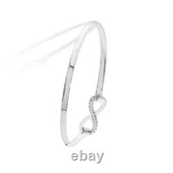 Sterling Silver Infinity Bangle Gemstone British Made Hallmarked Brand New