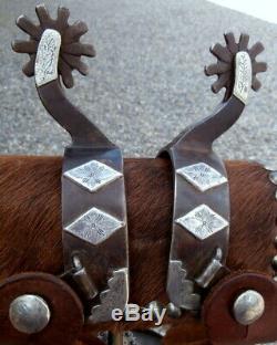 Sterling Silver Iron Custom Made GW Cowboy Ranch Using with Spurs Leather Straps