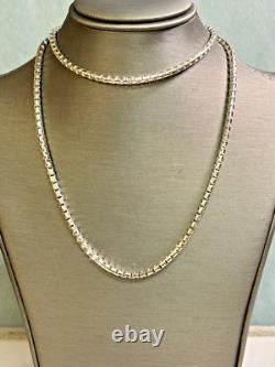 Sterling Silver Italy Made Box Chain Necklace 23.5g 22'