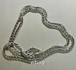 Sterling Silver Italy Made Box Chain Necklace 23.5g 22'