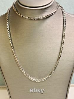 Sterling Silver Italy Made Box Chain Necklace 29.2g 22'