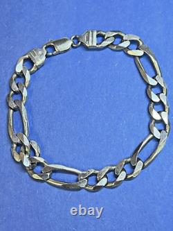Sterling Silver Italy Made Figaro Chain Bracelet 27.2g 9' Sterling Silver Italy Made Figaro Chain Bracelet 27.2g 9'