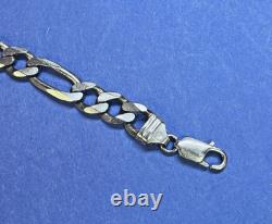 Sterling Silver Italy Made Figaro Chain Bracelet 27.2g 9' Sterling Silver Italy Made Figaro Chain Bracelet 27.2g 9'