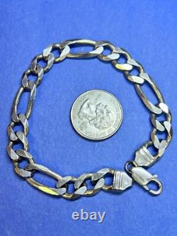 Sterling Silver Italy Made Figaro Chain Bracelet 27.2g 9' Sterling Silver Italy Made Figaro Chain Bracelet 27.2g 9'