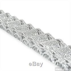 Sterling Silver Jumbo Mens Cubic Zirconia Lab Made Iced Out Bracelet