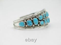 Sterling Silver & Kingman Turquoise Cuff Bracelet made by Navajo Anita Whitegoat