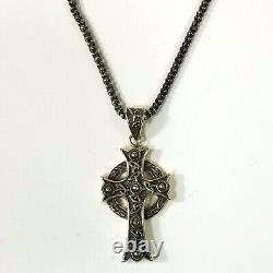 Sterling Silver Large Celtic Cross Pendant Necklace Made in Ireland 18in. Chain