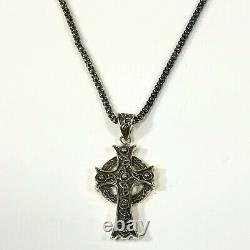 Sterling Silver Large Celtic Cross Pendant Necklace Made in Ireland 18in. Chain