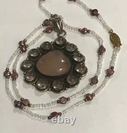 Sterling Silver Large Pendant Rose Agate Hand Made Necklace
